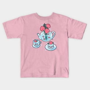 Floral Tea Set Kids T-Shirt